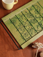 Handcrafted Wooden Engraved Tray - Green Floral