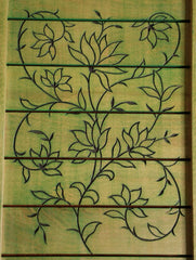 Handcrafted Wooden Engraved Tray - Green Floral