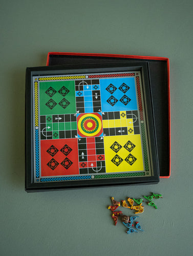Handcrafted 2-in-1 Ludo and Snakes & Ladders Board Game - Reversible