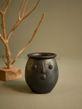 Handcrafted Black Pottery Figurine Vase - Visage