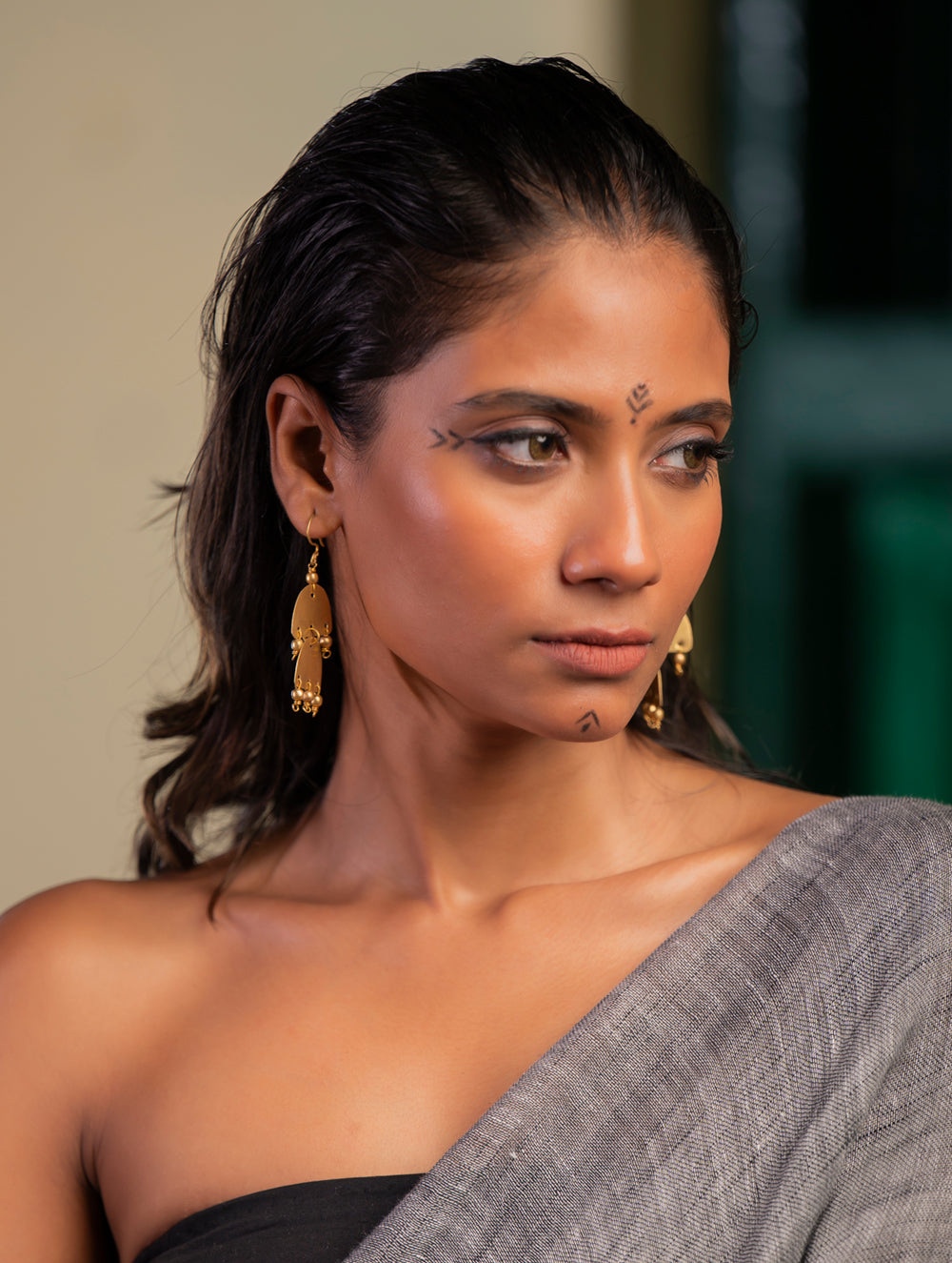 Load image into Gallery viewer, Handcrafted Brass Earrings - Mayura