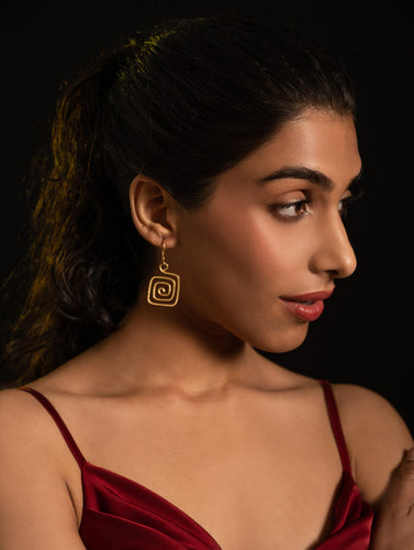 Handcrafted Brass Earrings - Metal Maze