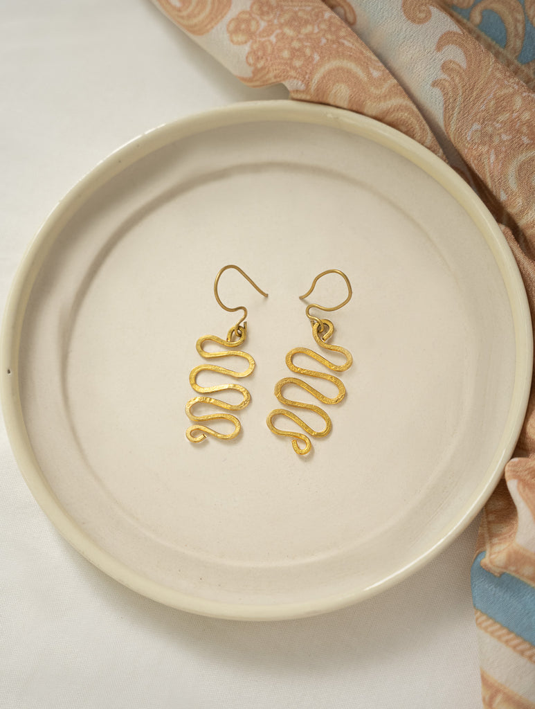 Handcrafted Brass Earrings -  Waves
