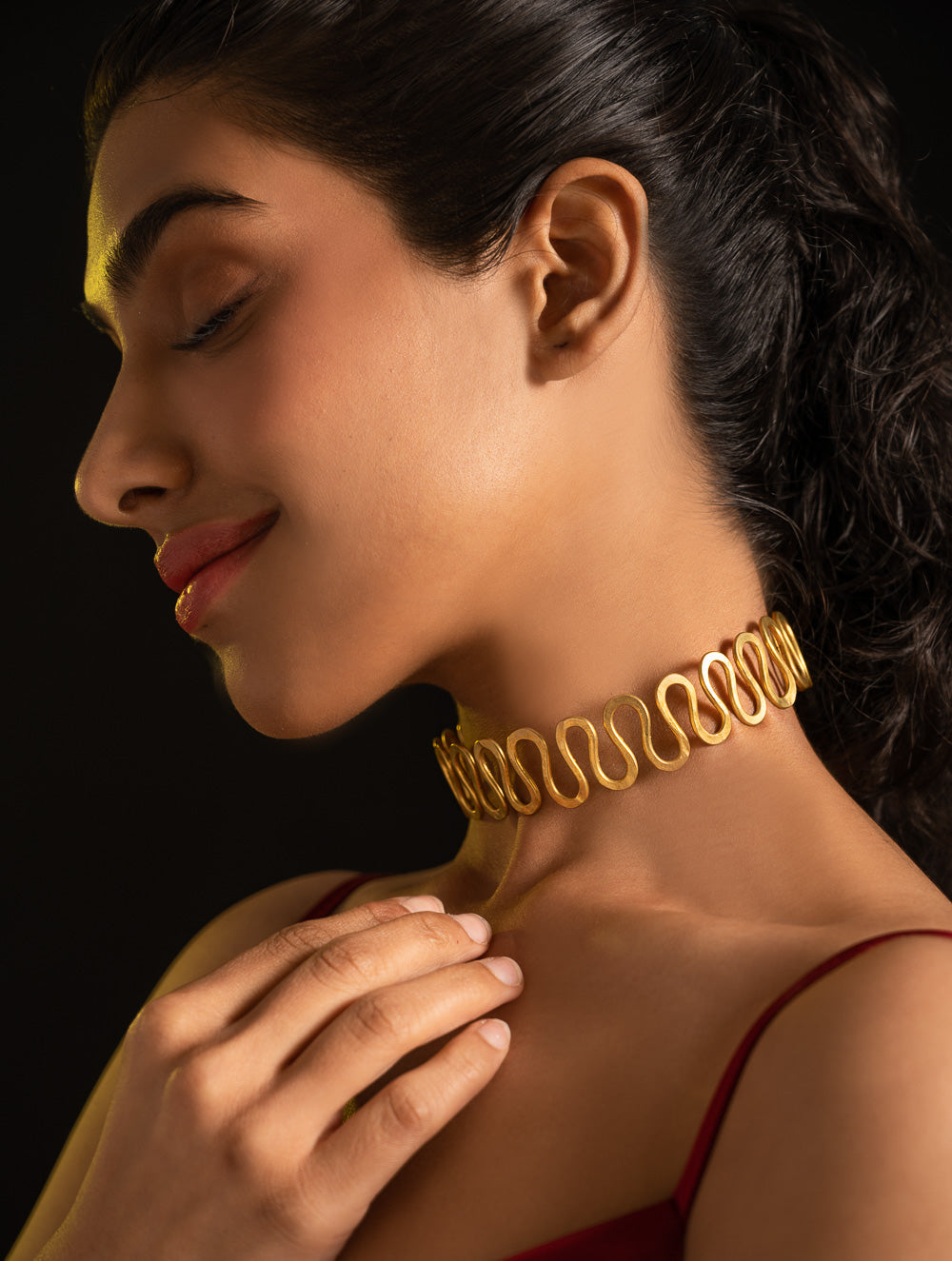 Load image into Gallery viewer, Handcrafted Brass Jewelry Set - Molten Geometry (Set of Two)