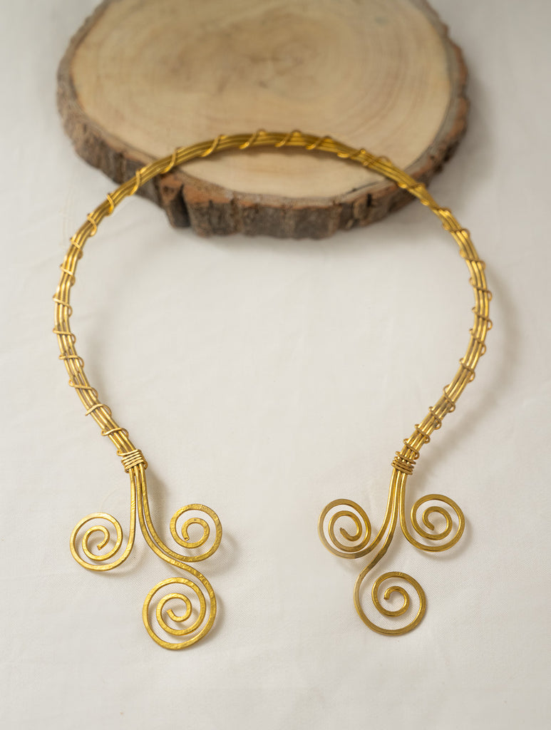 Handcrafted Brass Jewelry Set - TriVritta (Set of Two)