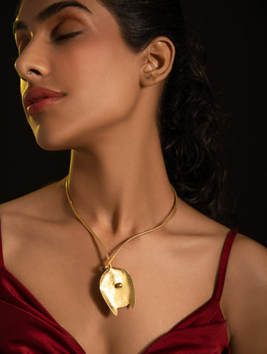 Handcrafted Brass Neckpiece - Floral Strand