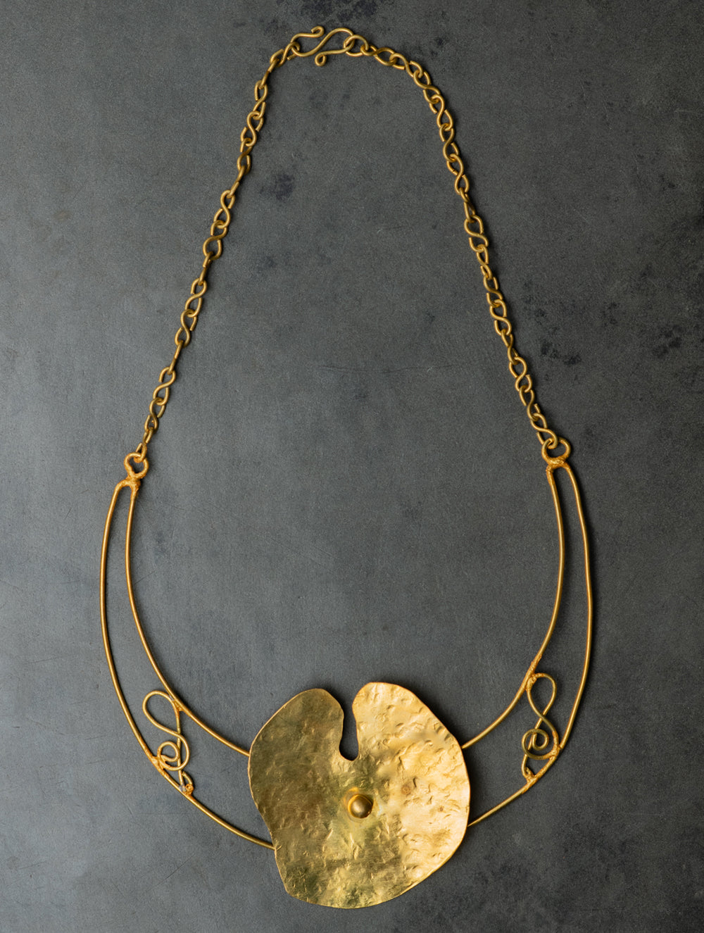 Handcrafted Brass Neckpiece - Lily Pad 