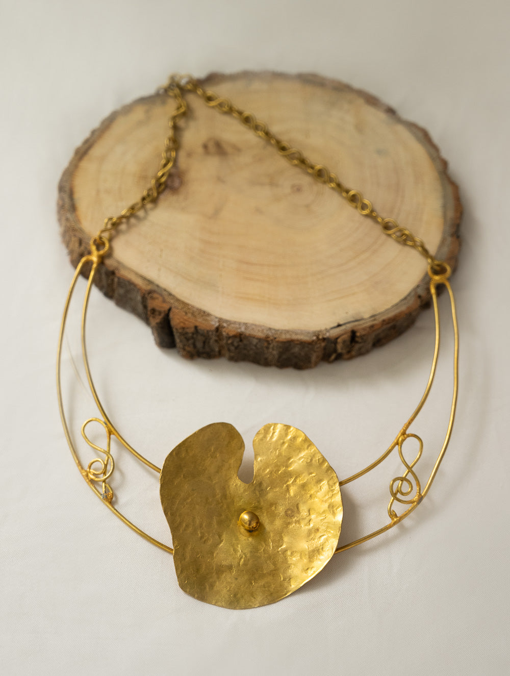 Handcrafted Brass Neckpiece - Lily Pad 