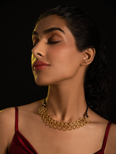 Handcrafted Brass Neckpiece - Molten Waves 