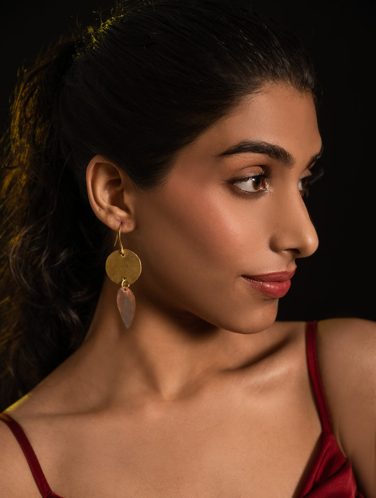 Handcrafted Brass & Copper Earrings - Agnira