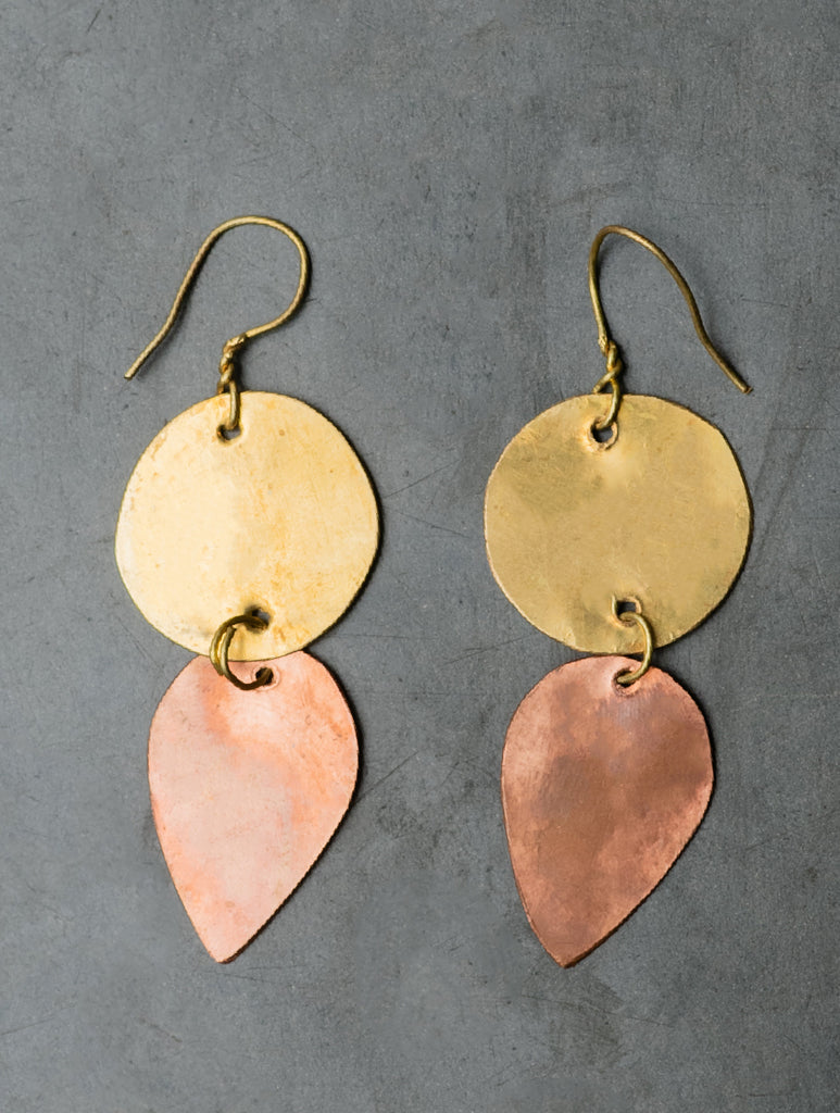Handcrafted Brass & Copper Earrings - Agnira