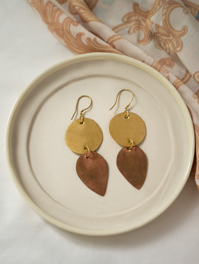Handcrafted Brass & Copper Earrings - Agnira