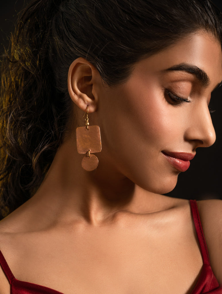 Handcrafted Brass & Copper Earrings - Rohika
