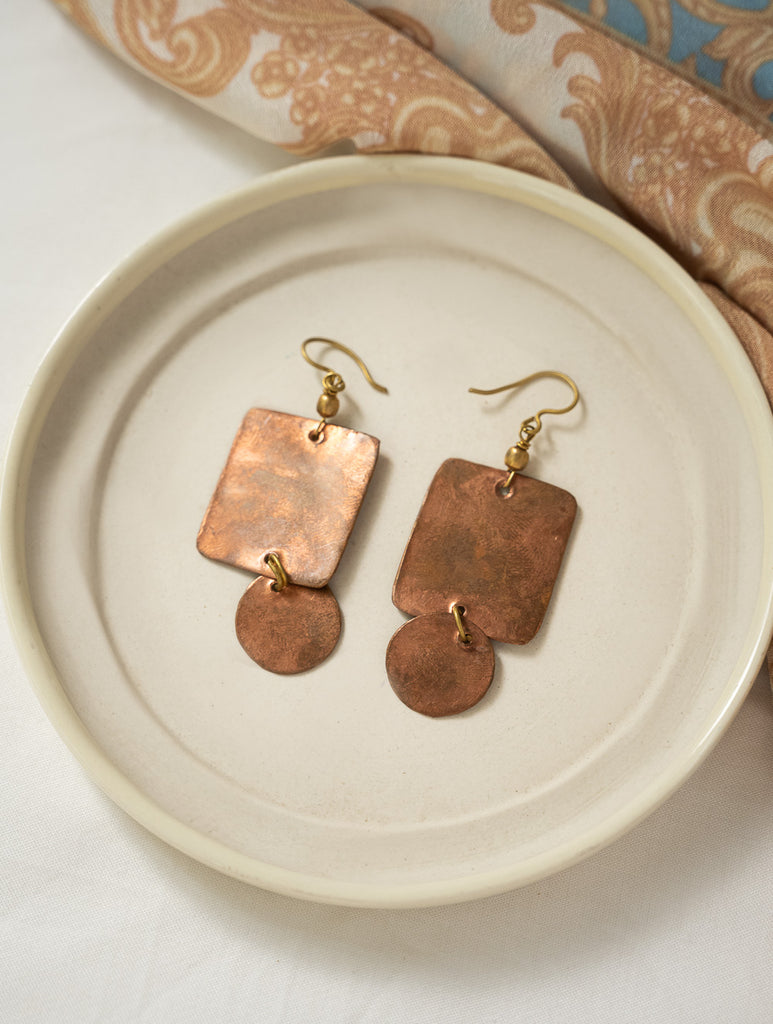 Handcrafted Brass & Copper Earrings - Rohika