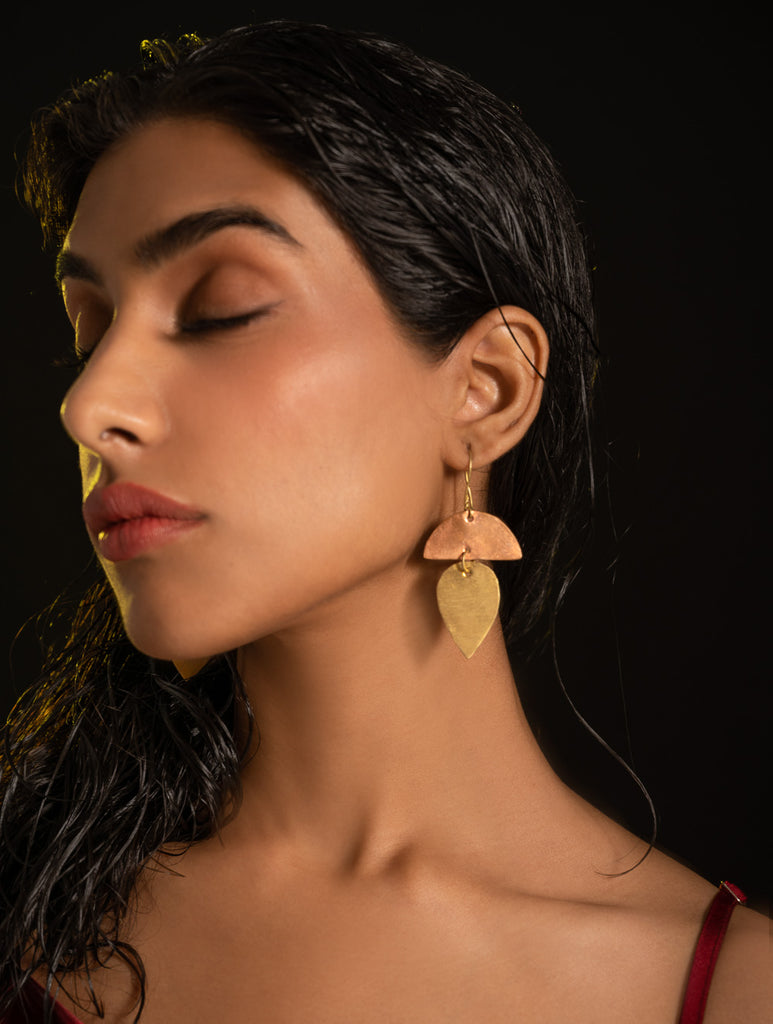 Handcrafted Brass & Copper Earrings - Tamra