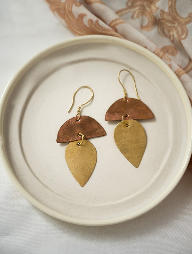 Handcrafted Brass & Copper Earrings - Tamra