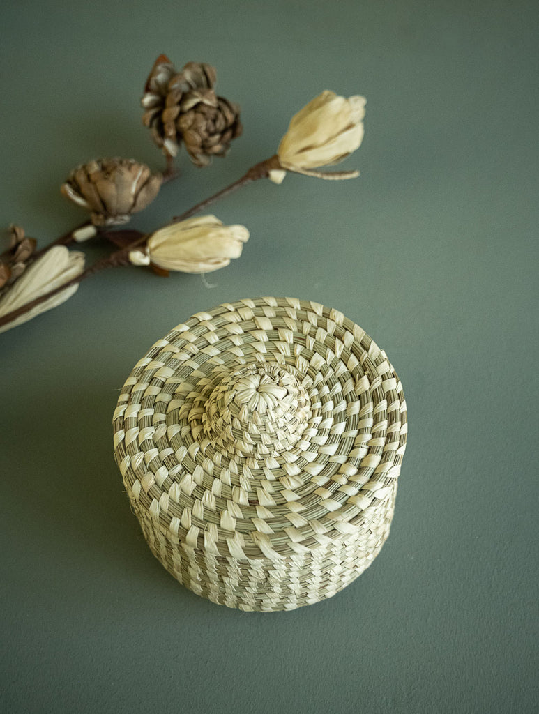 Handcrafted Cheend Kasa Utility Basket With Lid