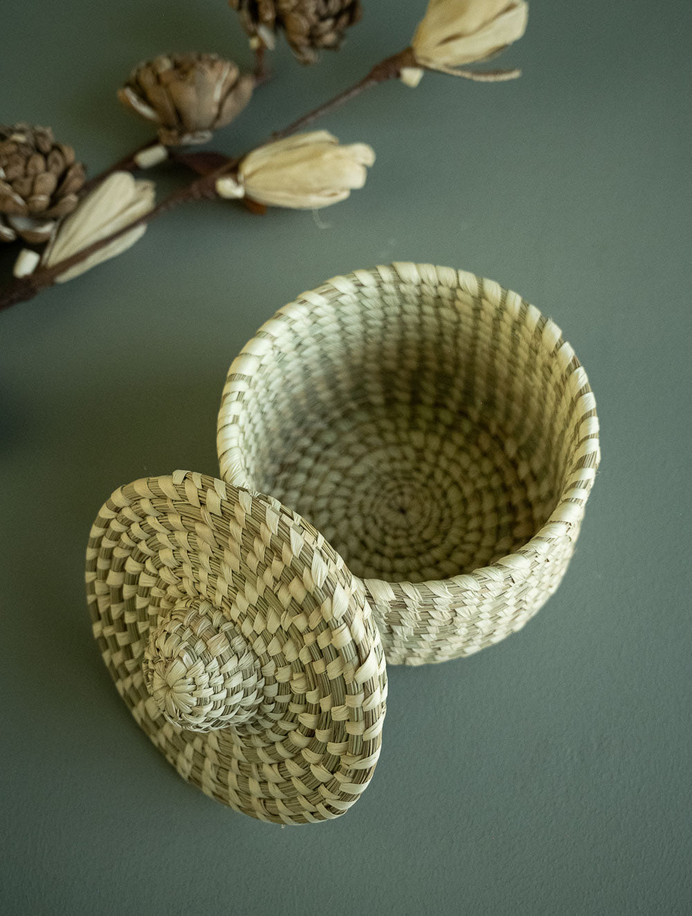 Handcrafted Cheend Kasa Utility Basket With Lid