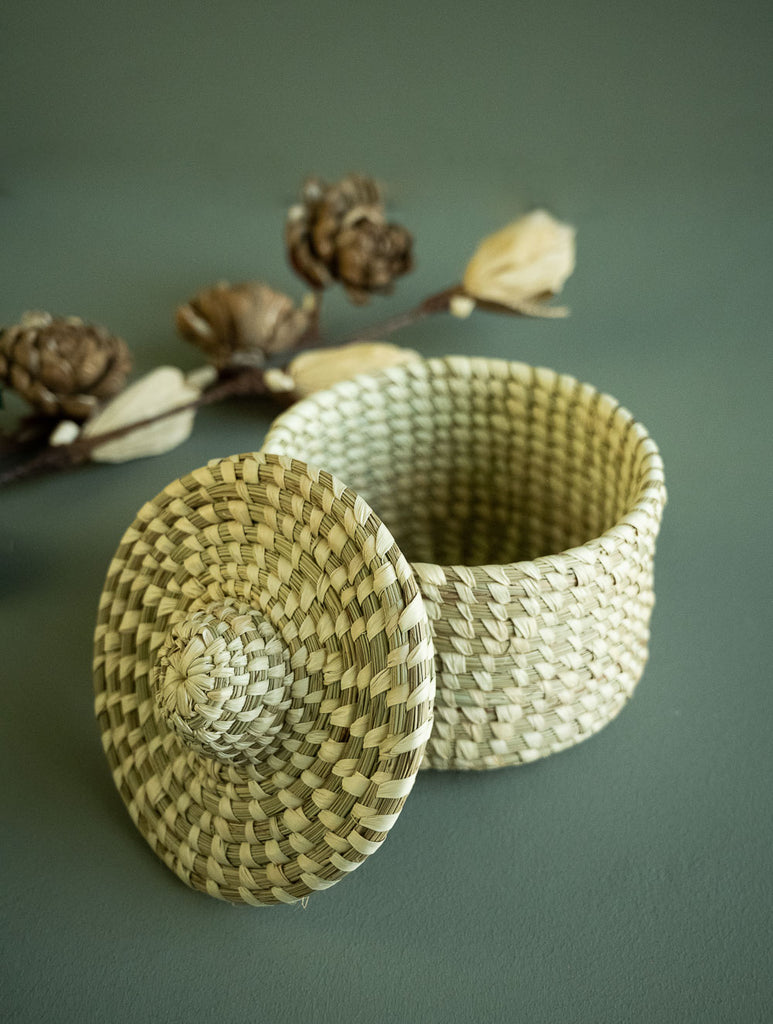 Handcrafted Cheend Kasa Utility Basket With Lid