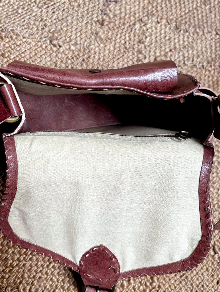 Handcrafted Jawaja Leather Sling Bag with Buckle