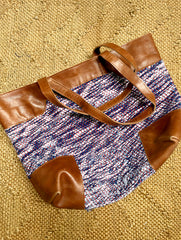 Handcrafted Jawaja Leather Tote with Patch