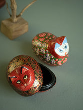 Load image into Gallery viewer, Handcrafted Kashmiri Art Decorative Utility Boxes - Scarlet Felines (Set of 2)