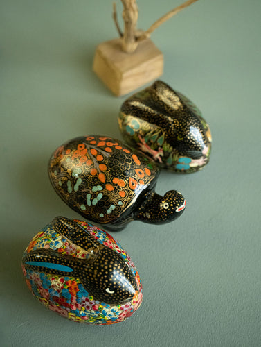 Handcrafted Kashmiri Art Decorative Utility Boxes - The Jet Trio (Set of 3)