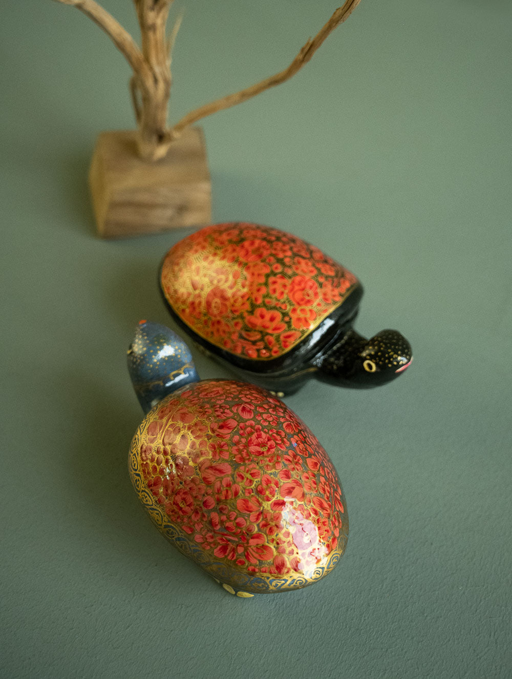 Load image into Gallery viewer, Handcrafted Kashmiri Art Tortoise Decorative Utility Boxes - Fuchsia (Set of Two)