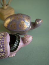 Load image into Gallery viewer, Handcrafted Kashmiri Art Tortoise Decorative Utility Boxes - Mauve Flora (Set of Two)