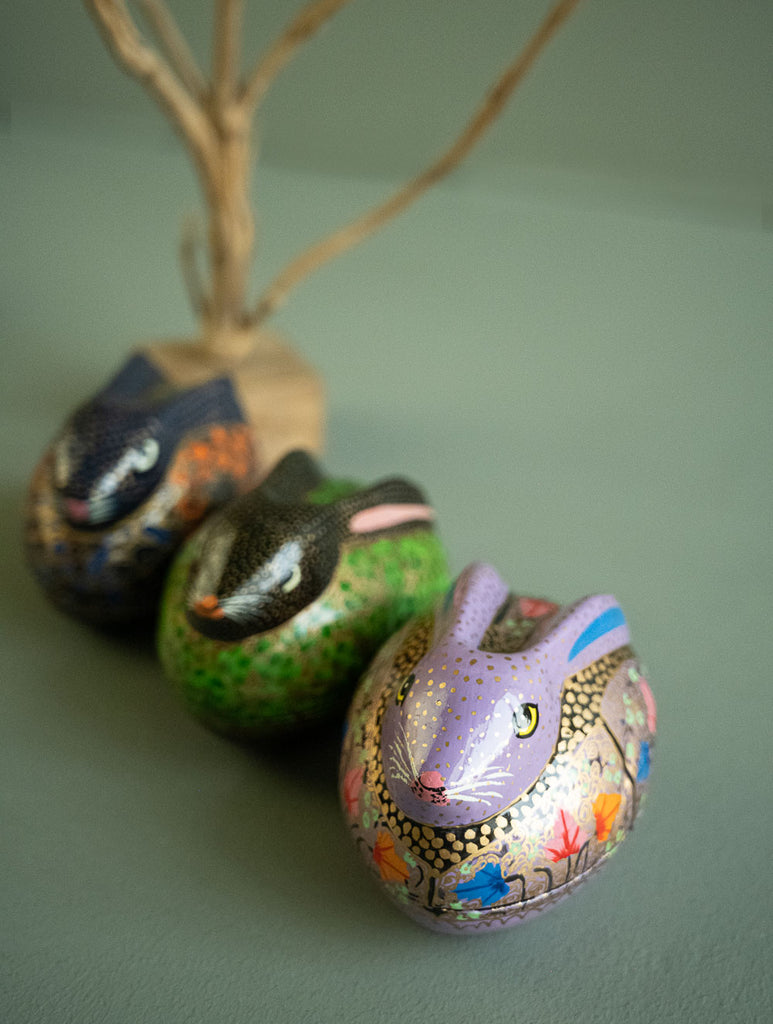 Handcrafted Kashmiri Decorative Utility Boxes - Ornate Rabbits (Set of 3)