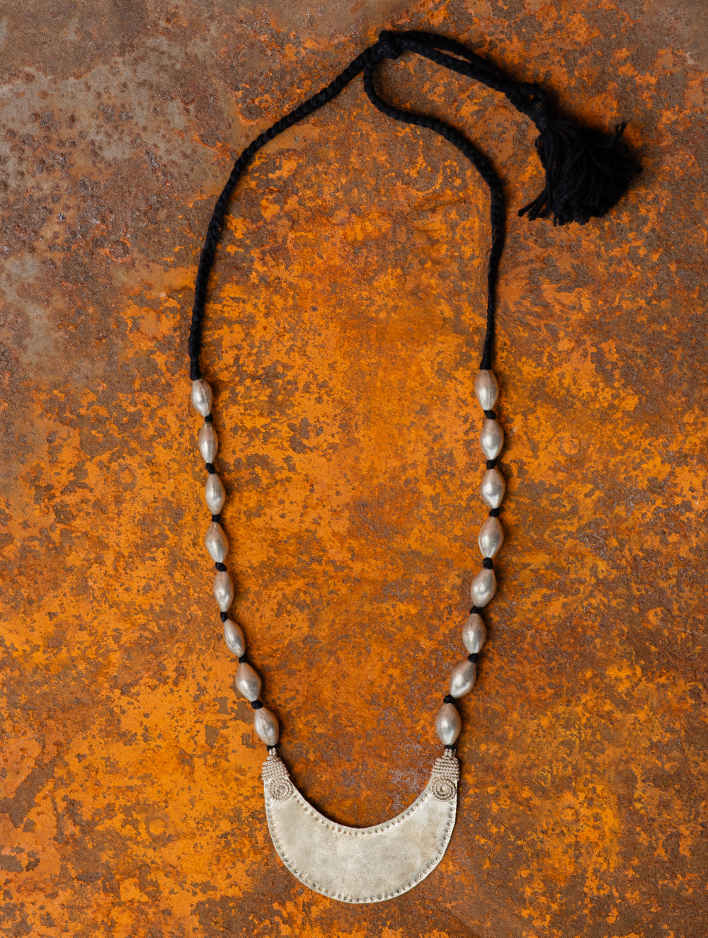 Handcrafted Lambani Tribal Craft Jewellery - Silver Crescent