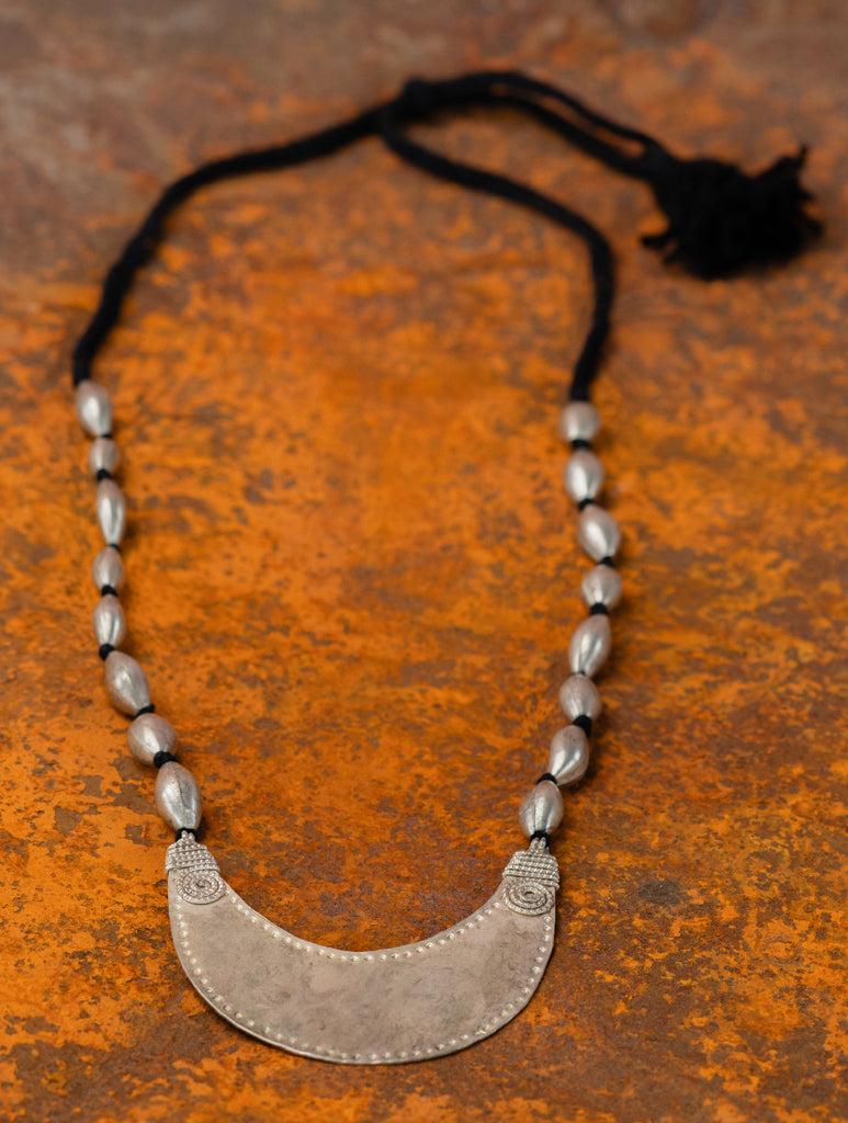 Handcrafted Lambani Tribal Craft Jewellery - Silver Crescent