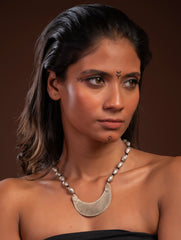 Handcrafted Lambani Tribal Craft Jewellery - Silver Crescent