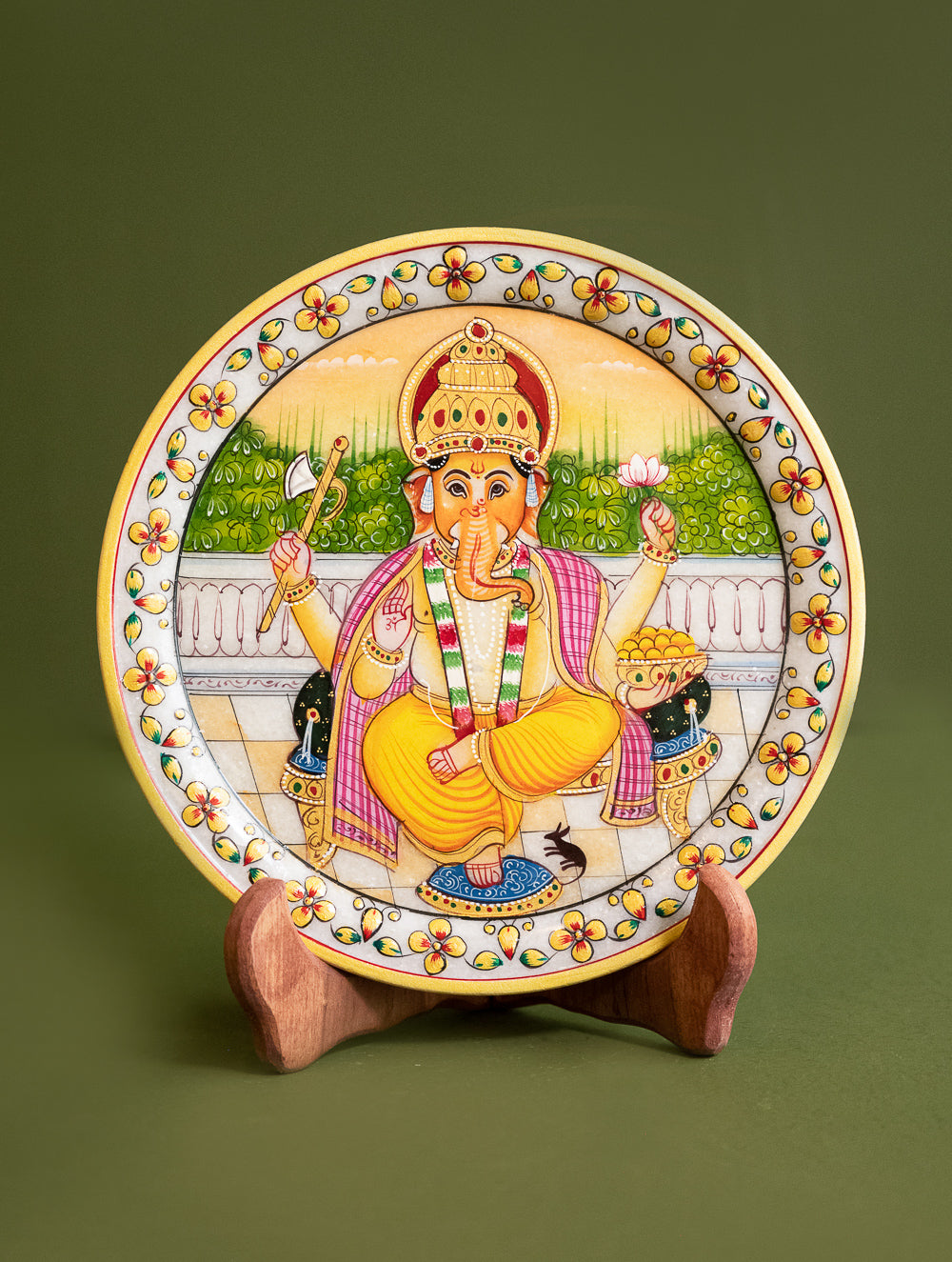 Load image into Gallery viewer, Handcrafted Marble Craft Decorative Plate Curio - Lord Ganesha