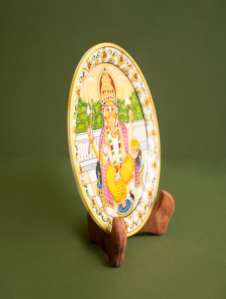 Handcrafted Marble Craft Decorative Plate Curio - Lord Ganesha