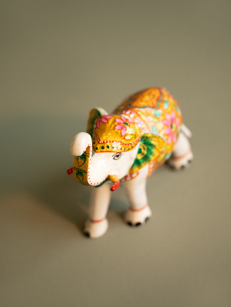 Handcrafted Meenakari Curio - White Elephant