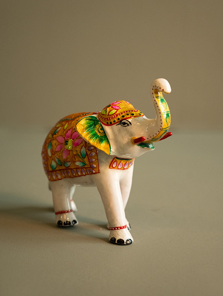 Handcrafted Meenakari Curio - White Elephant