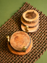 Load image into Gallery viewer, Handcrafted Wood &amp; Dhokra Coaster Set (Set of 6)