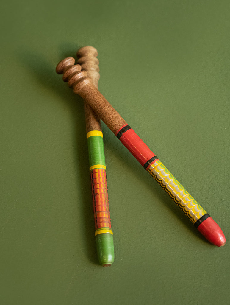 Handcrafted Wooden Cutlery in Kutch Lacquer Craft - Honey & Syrup Dippers (Set of 2)