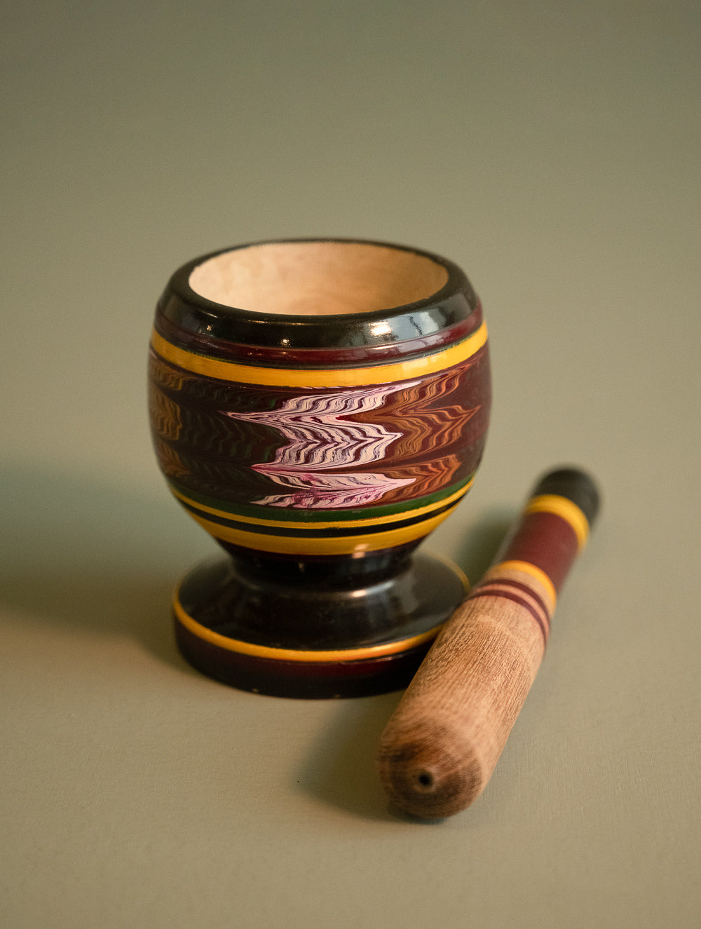 Handcrafted Wooden Cutlery in Kutch Lacquer Craft - Mortar and Pestle