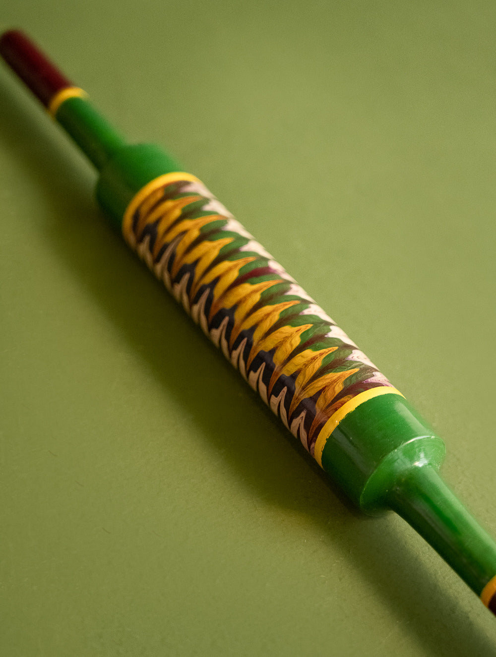 Load image into Gallery viewer, Handcrafted Wooden Cutlery in Kutch Lacquer Craft - Rolling Pin in Green 