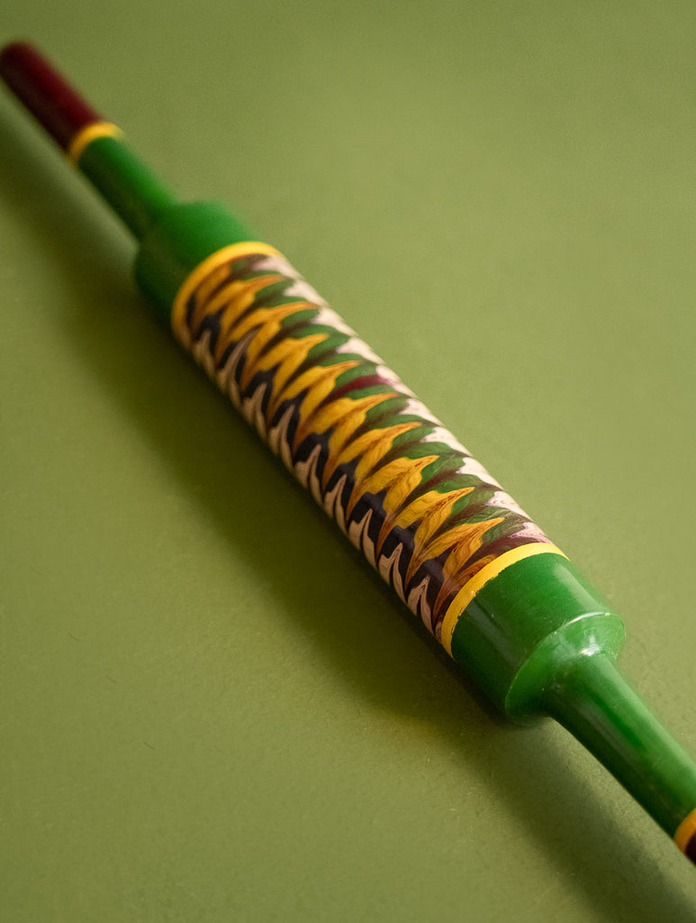 Handcrafted Wooden Cutlery in Kutch Lacquer Craft - Rolling Pin in Green 