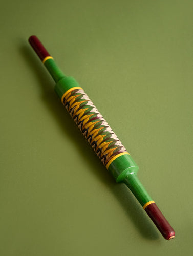 Handcrafted Wooden Cutlery in Kutch Lacquer Craft - Rolling Pin in Green 