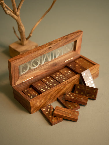 Handcrafted Wooden Game Set - Dominoes 28 Tiles