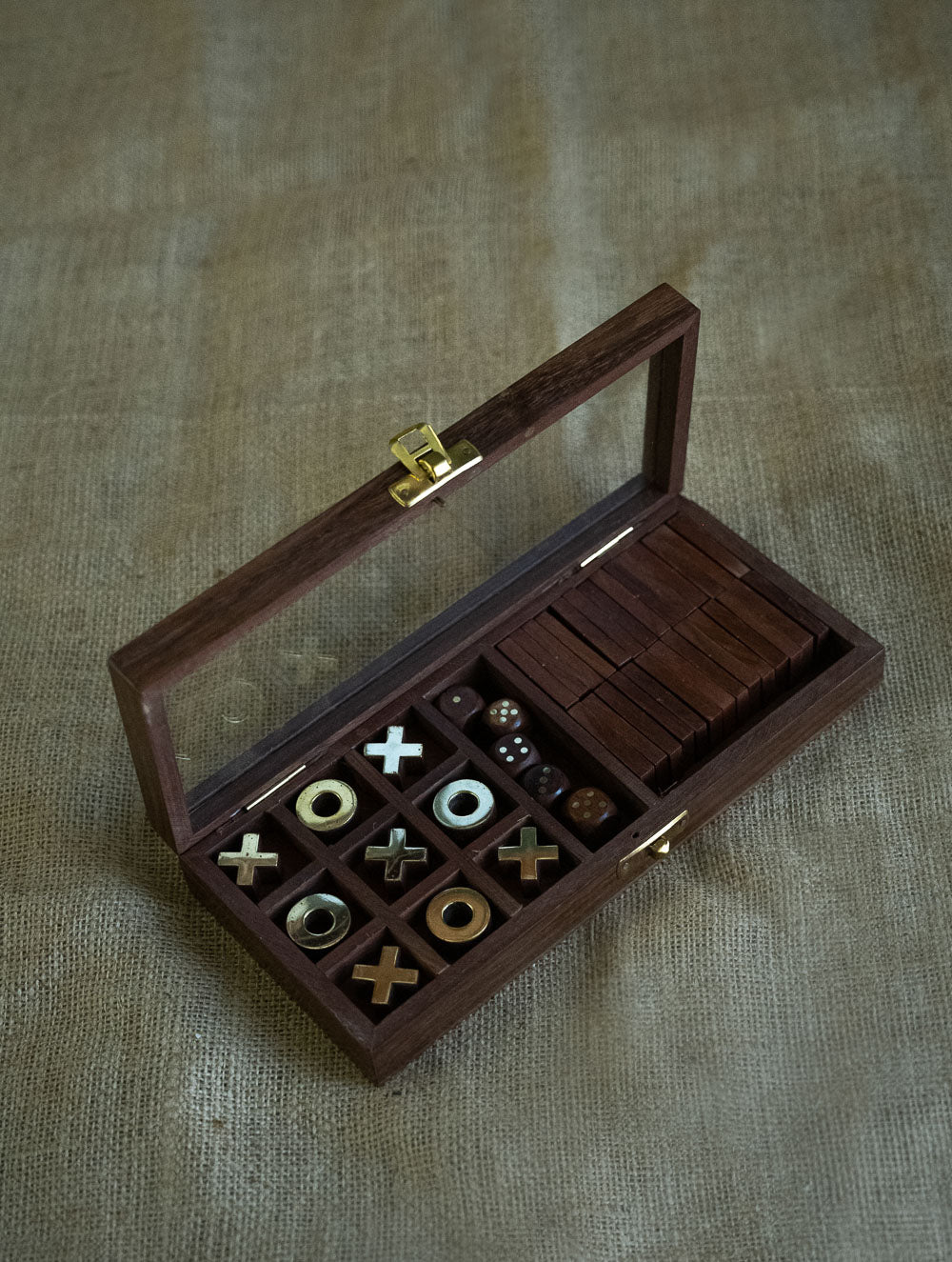 Load image into Gallery viewer, Handcrafted Wooden Games (2-in-1) - Tic Tac Toe &amp; Dominos
