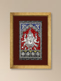 Handpainted Pattachitra Canvas Painting - Ganapati Nrityaleela (Unframed Length - 19