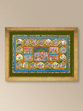 Load image into Gallery viewer, Handpainted Pattachitra Canvas Painting - Krishna Chitrakatha (Unframed Length - 13&quot; x Width - 19&quot;)