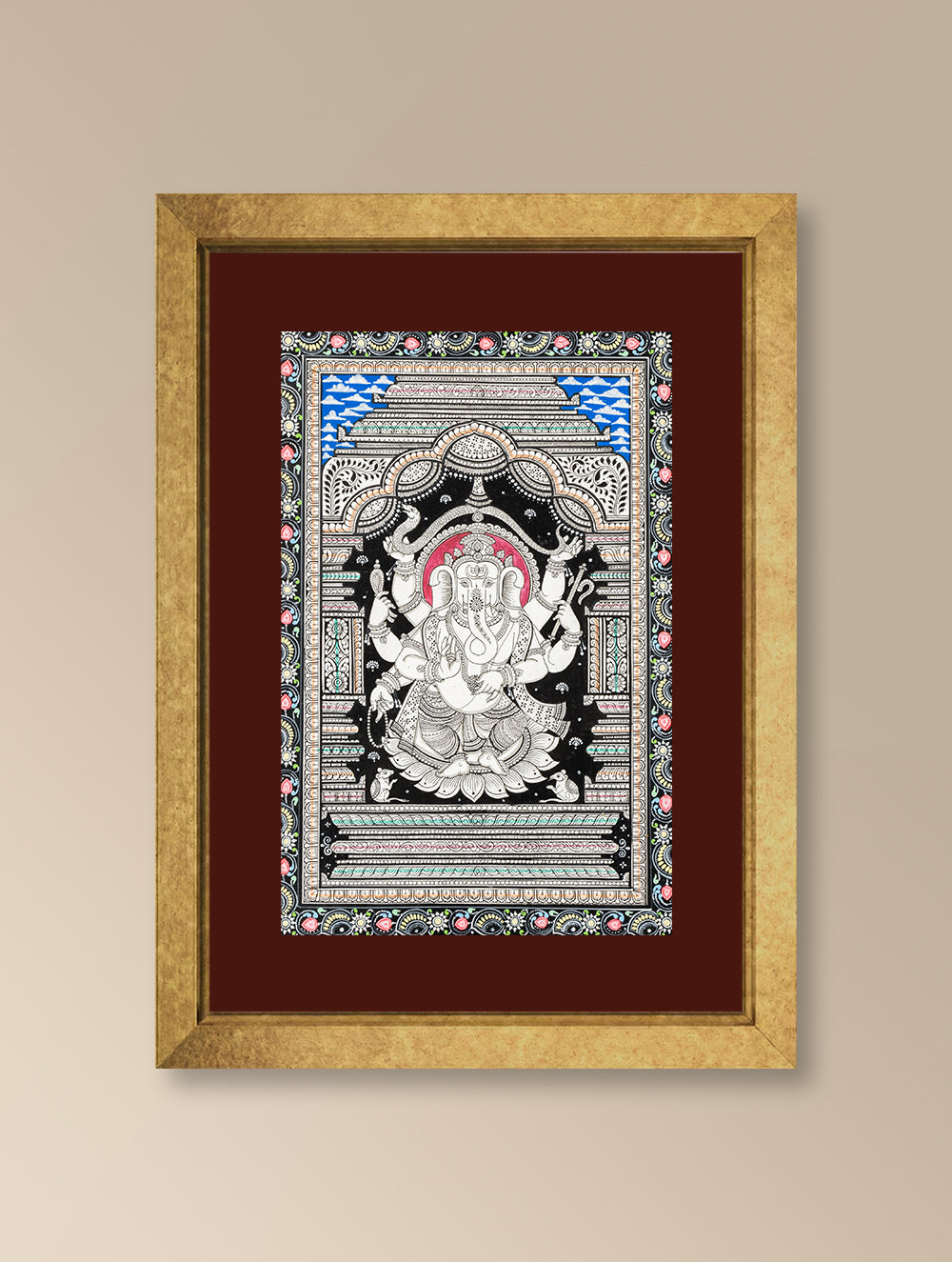 Load image into Gallery viewer, Handpainted Pattachitra Canvas Painting - Lord Ganesha (Unframed Length - 13&quot; x Width - 19&quot;)