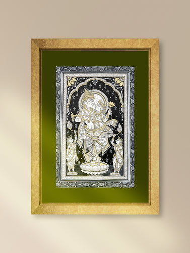 Handpainted Pattachitra Canvas Painting - Lord Krishna (Unframed Length - 13