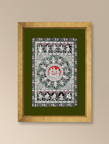 Handpainted Pattachitra Canvas Painting - Mythical Mandala (Unframed Length - 13